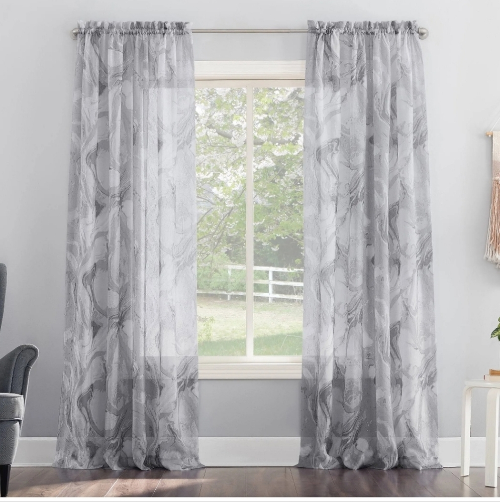 No. 918 Cristo Crushed Voile Sheer Rod Pocket Curtain Panel 51"×84"